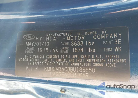 2011 Hyundai Accent Gs z USA, uszkodzony, nr VIN KMHCM3AC8BU186650